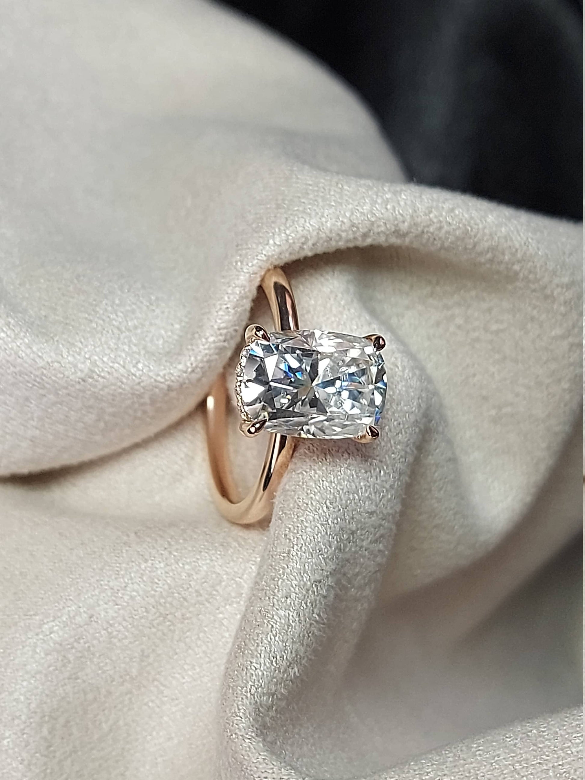 Cushion Moissanite Solitaire Engagement Ring