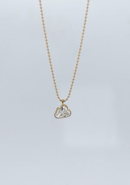 Cloud Shaped Pendant, Cloud shaped lab diamond Necklace, 14k Yellow Gold, Dainty Minimalist Pendant, Every day wear, Gift For Her.