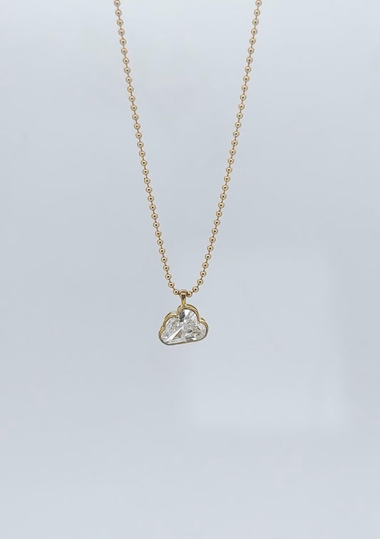 Cloud Shaped Pendant, Cloud shaped lab diamond Necklace, 14k Yellow Gold, Dainty Minimalist Pendant, Every day wear, Gift For Her.