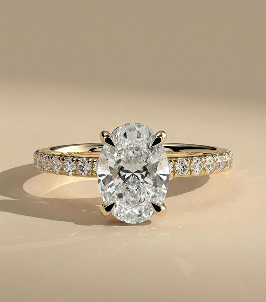 1.5 Ct Oval Diamond, Moissanite Engagement Ring