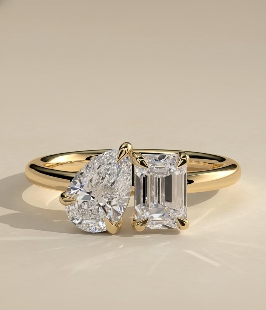 4 Ct Emerald Lab Diamond Engagement Ring
