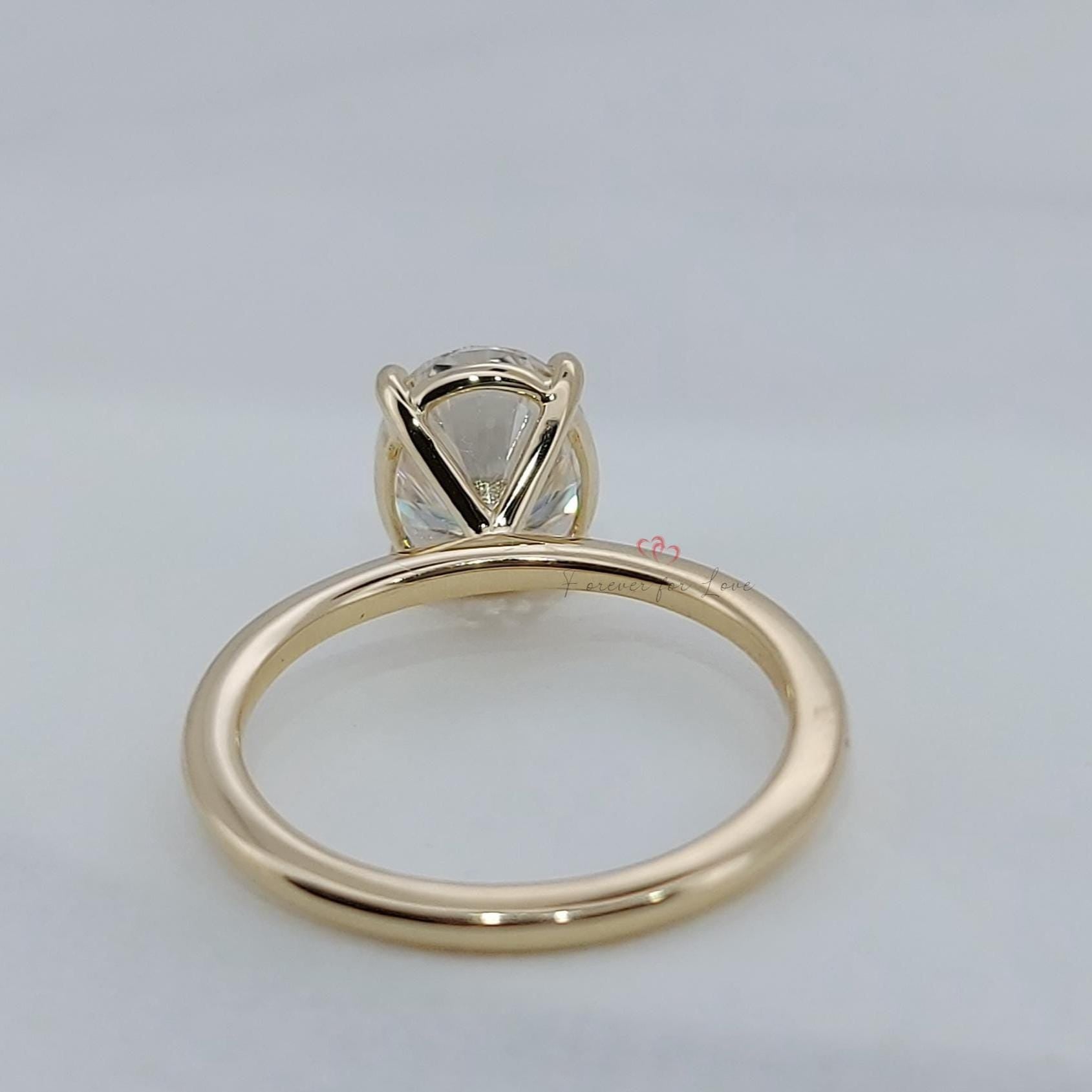 Oval Moissanite Engagement Ring, 3.0 CT Oval Cut Engagement Ring, Thin Band Oval Ring, Rose Gold Oval Solitaire engagement Ring