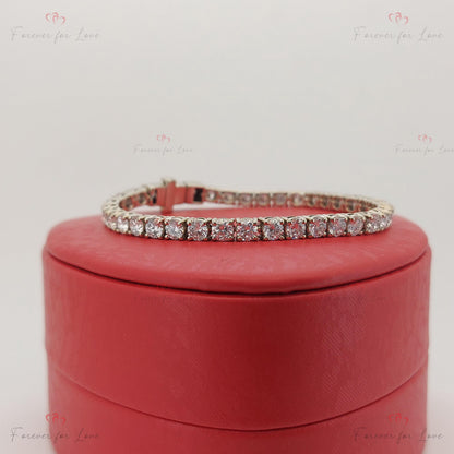 14K White Gold Lab-Created 4-Prong Diamond Elastic Tennis Bracelet 5 CTW E, VS1 birthday gift for Mom