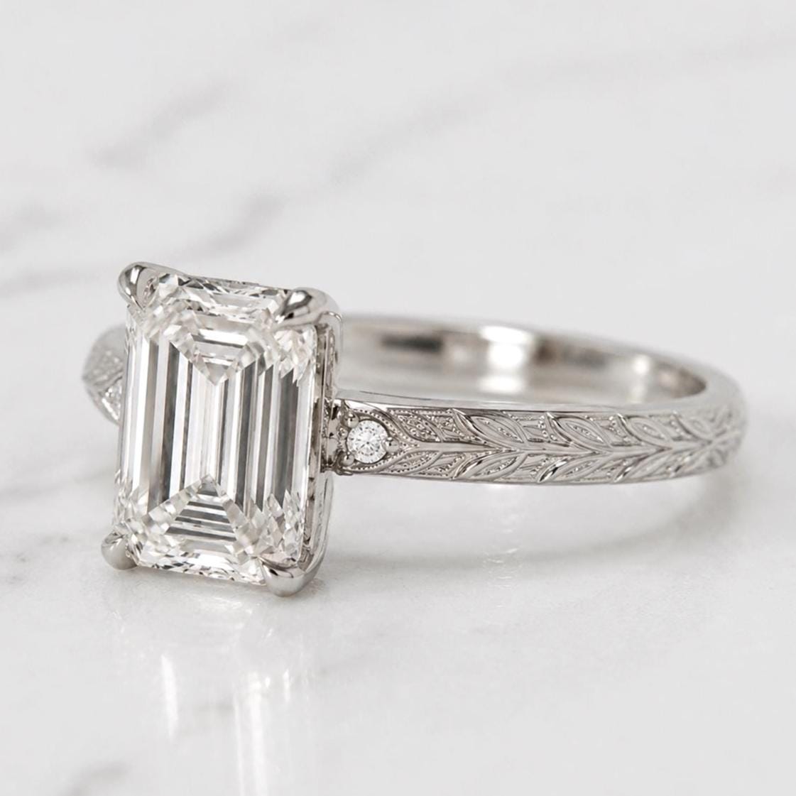 Emerald Cut Engagement Ring E, VVS2 IGI Certified Lab Grown Diamond Ring Art Deco Diamond Ring Unique Anniversary Ring for Women
