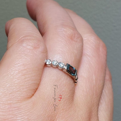 Baguette Blue Diamond, Sapphire Engagement Ring