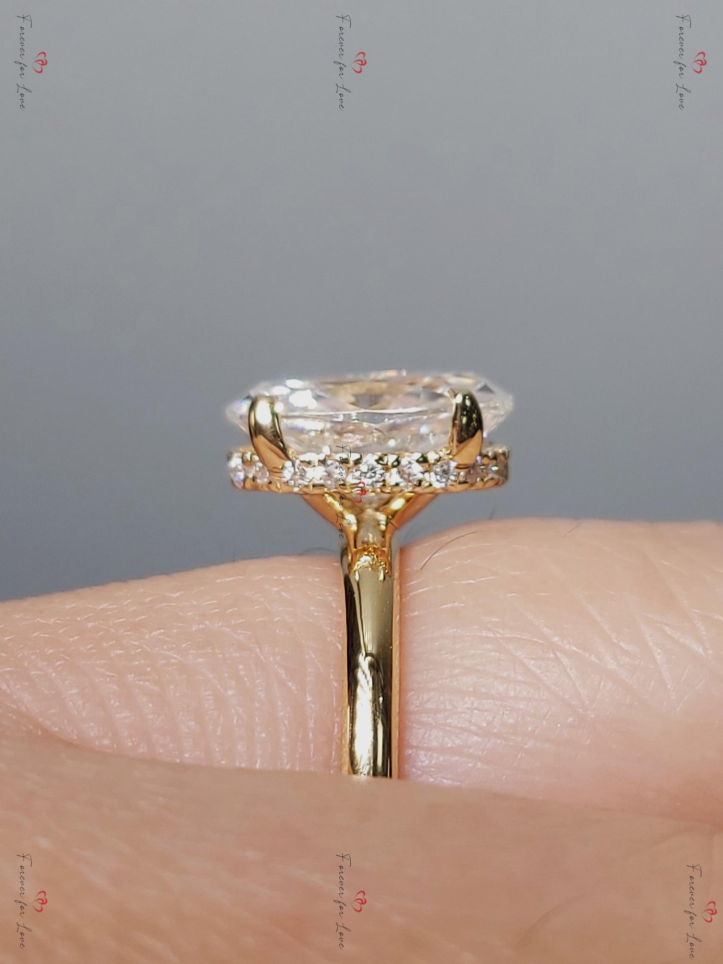 2 Ct Oval Moissanite Elongated Engagement Ring Oval cut 1Ct Moissanite Brilliant Cut engagement ring in 935 Argentium Silver — custom handcrafted by Forever For Love