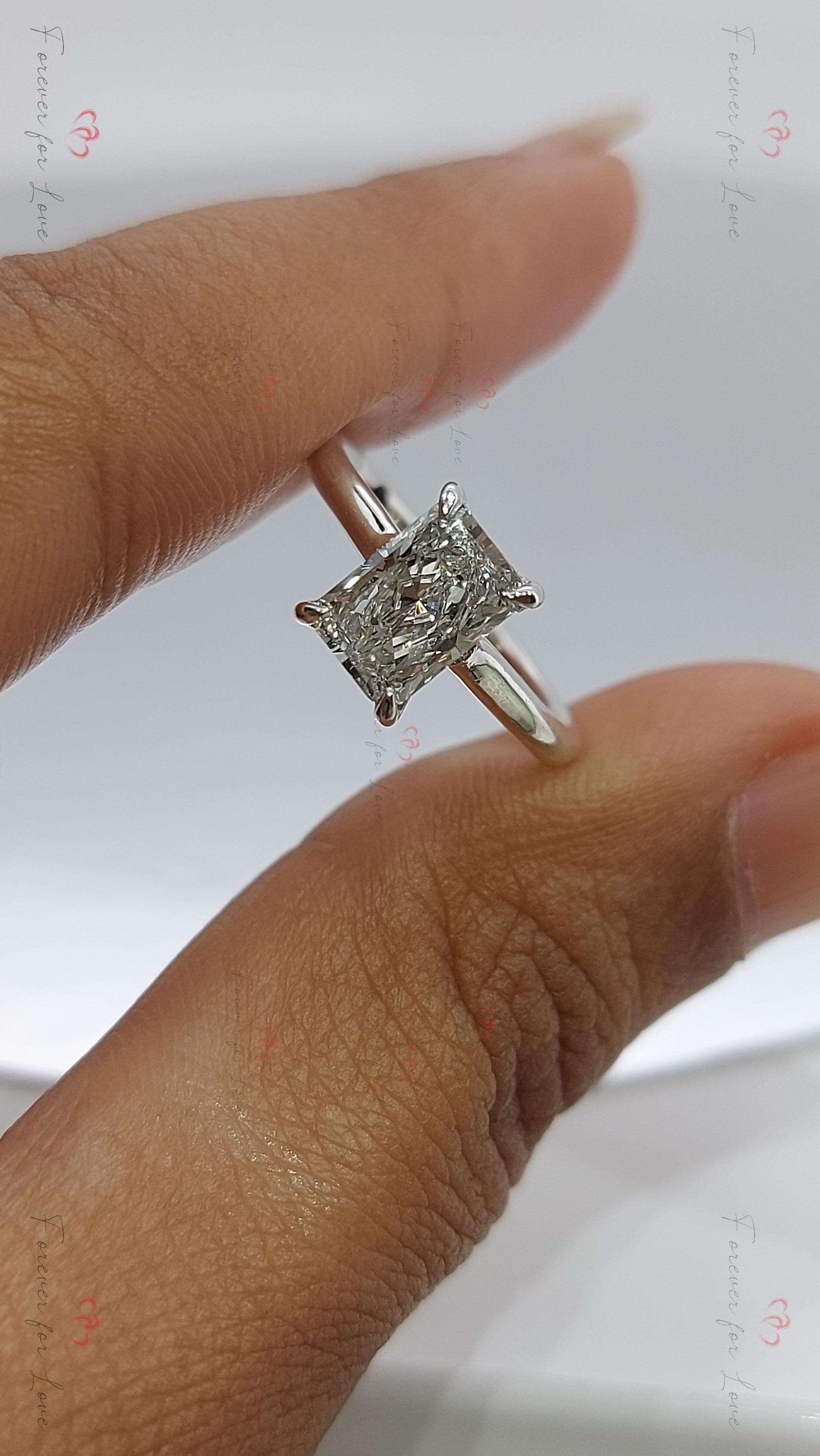 1.5 Ct IGI Certified Radiant Lab Diamond Hidden Halo Engagement Ring