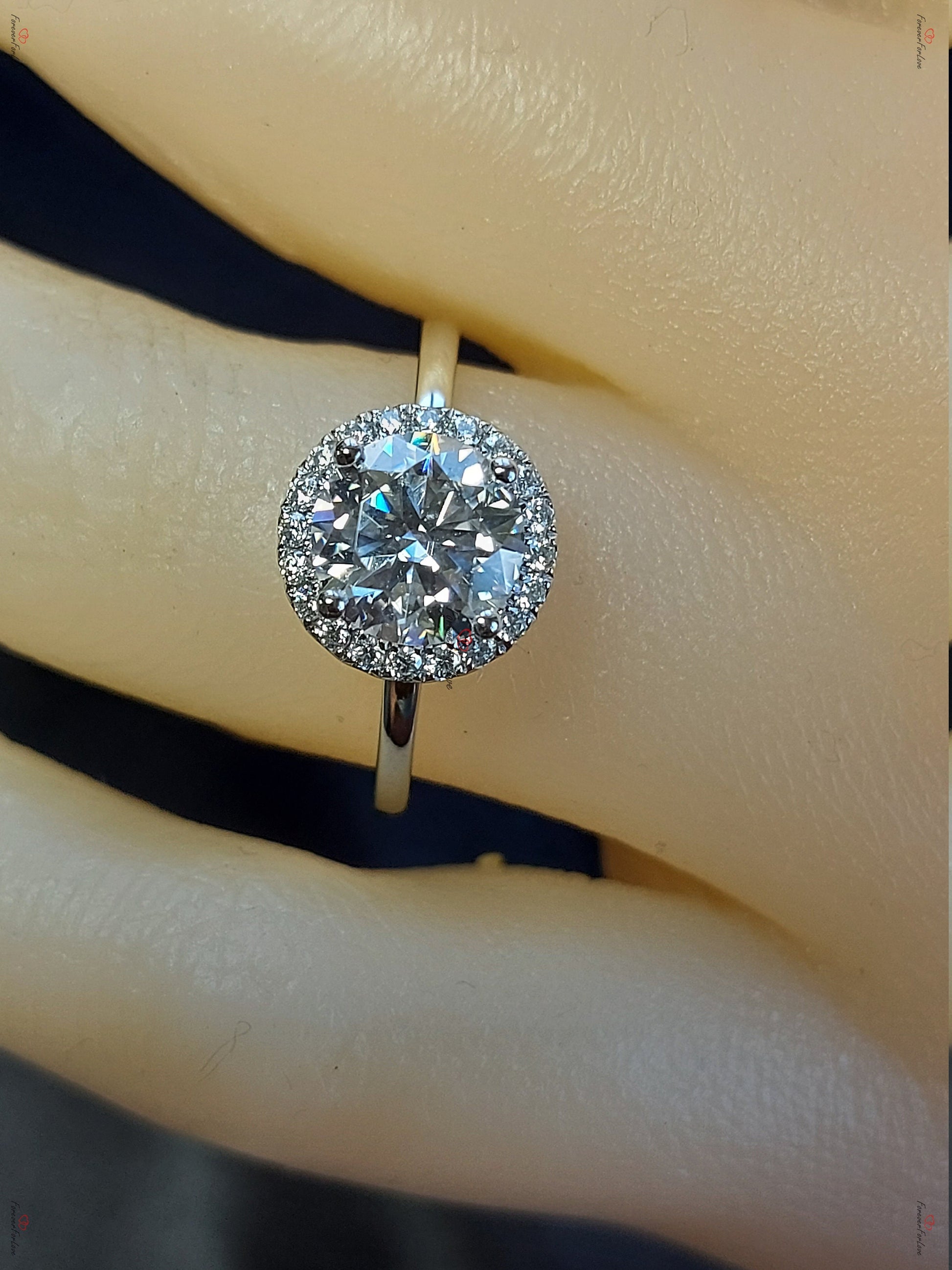 2Ct Round Cut Moissanite Engagement Ring,14K Rose Gold Ring, Halo Round Cut Ring, Wedding Ring, Bridal Ring