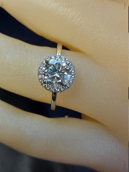 2Ct Round Cut Moissanite Engagement Ring,14K Rose Gold Ring, Halo Round Cut Ring, Wedding Ring, Bridal Ring