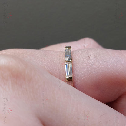 Baguette Lab Diamond Half Eternity Band