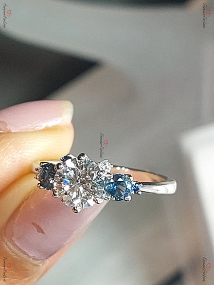 1 Ct Round Diamond, Sapphire Ring
