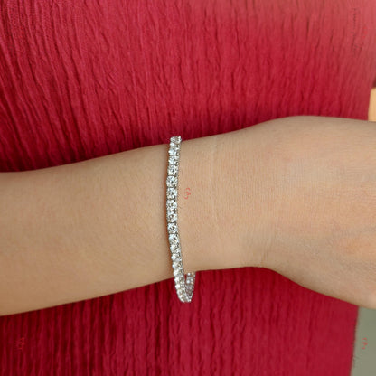 14K Weißgold 6 Karat Diamant Tennisarmband, echtes Diamantarmband, wunderschönes 4 mm rundes weißes Diamantarmband als Geburtstagsgeschenk für Mama