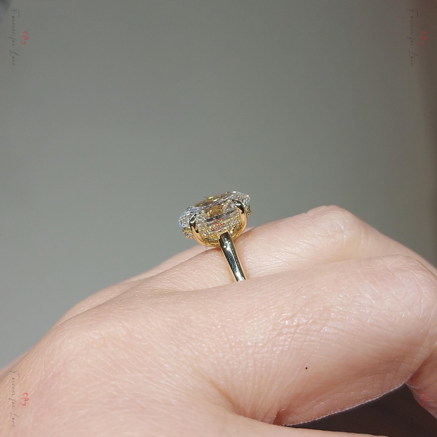 3.9 Ct Oval Lab Diamond Engagement Ring Oval cut 1Ct Moissanite Brilliant Cut engagement ring in 935 Argentium Silver — custom handcrafted by Forever For Love