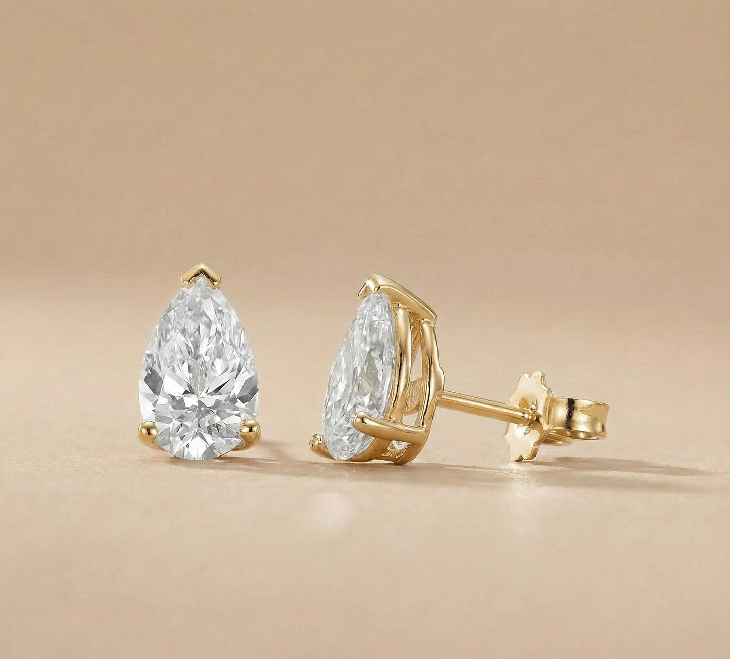 2 Carat Total IGI CERTIFIED D/VVS2 Pear Cut Lab Grown Diamond Stud Earrings, 14k White Gold Pushback Posts, Perfect Gift for Her Moissanite engagement ring in Gold or Platinum — custom handcrafted by Forever For Love