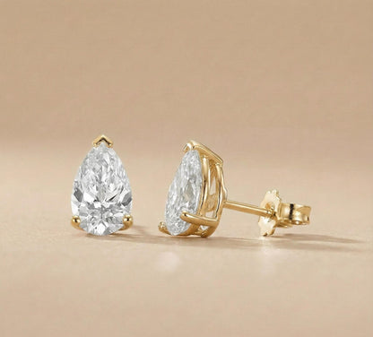 2 Carat Total IGI CERTIFIED D/VVS2 Pear Cut Lab Grown Diamond Stud Earrings, 14k White Gold Pushback Posts, Perfect Gift for Her
