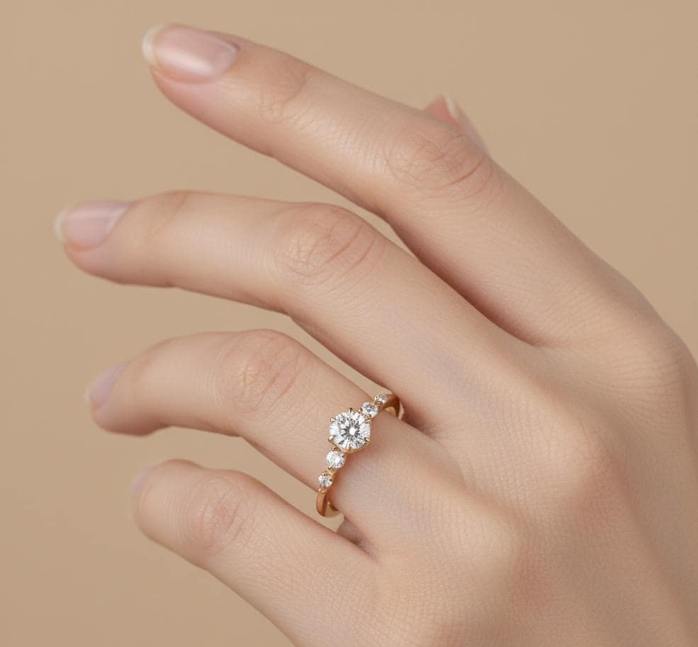 Round Lab Diamond Engagement Ring Round cut 1Ct Moissanite Brilliant Cut engagement ring in 935 Argentium Silver — custom handcrafted by Forever For Love