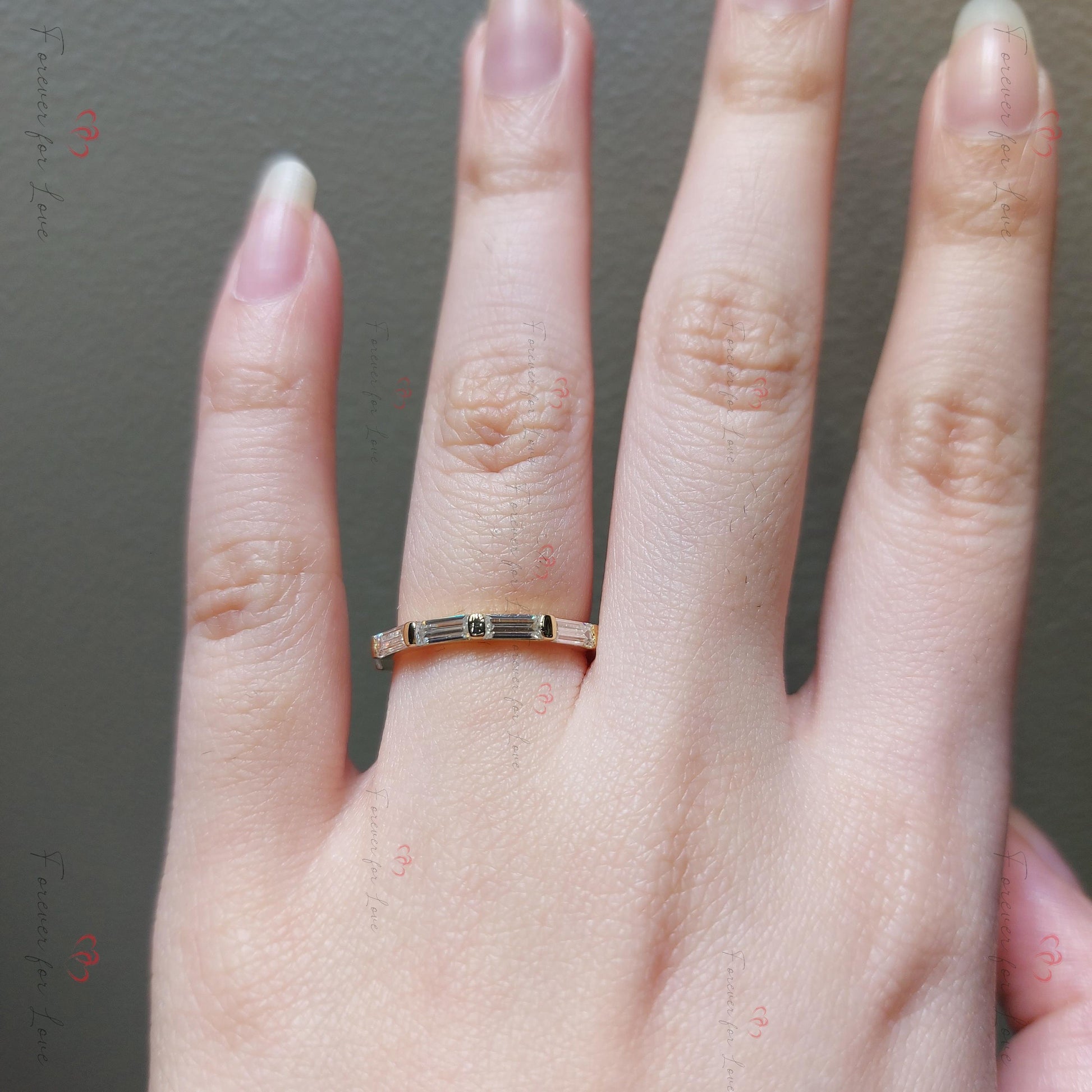 Baguette Lab Diamond Half Eternity Band