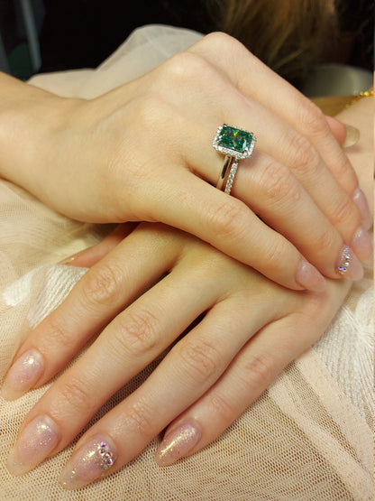3 Ct Radiant Green Moissanite Eternity Band