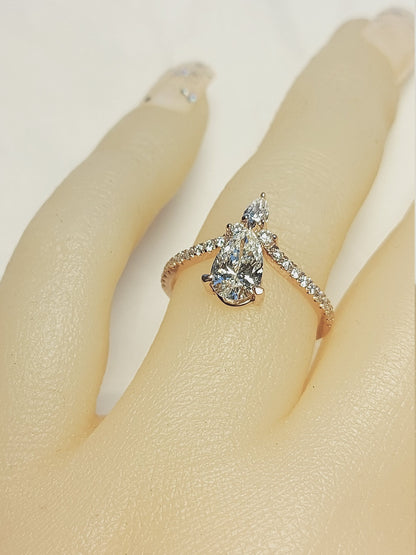 8 Ct IGI Certified Pear Lab Diamond Engagement Ring