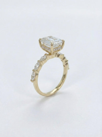 5.5 Ct IGI Certified Emerald Lab Diamond Engagement Ring