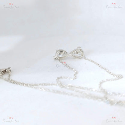 Forever-Anhänger, unendliche Liebe, Birnen-Diamant-Halskette, 14 Karat Gelbgold, zierlicher, minimalistischer Birnen-Anhänger, echter Diamant, besonderes Geschenk für sie.
