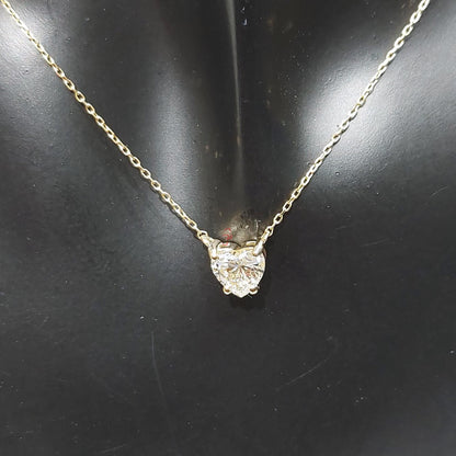 1 Karat zertifizierte Herz Diamant Halskette, 14k Gelbgold, zierlicher minimalistischer Herzanhänger, Diamant Damenkette, besonderes Geschenk für sie.