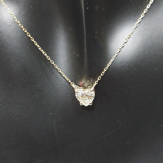 1 Carat Certified Heart diamond Necklace, 14k Yellow Gold, Dainty Minimalist Heart Pendant, Diamond Womens Necklace, Special Gift For Her.