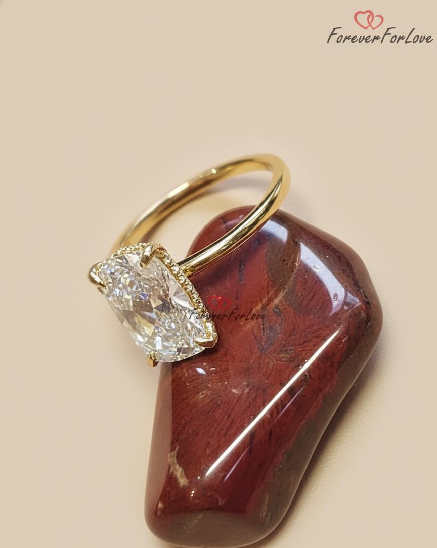 IGI Certified Old Mine Lab Diamond Hidden Halo Engagement Ring Old Mine Cut cut 1Ct Moissanite Brilliant Cut engagement ring in 935 Argentium Silver — custom handcrafted by Forever For Love