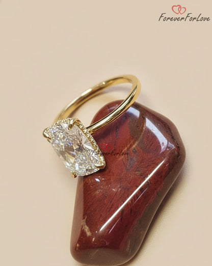 IGI Certified Old Mine Lab Diamond Hidden Halo Engagement Ring