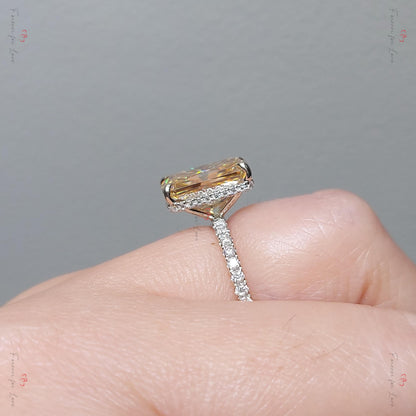 4 Ct Radiant Yellow Moissanite Engagement Ring