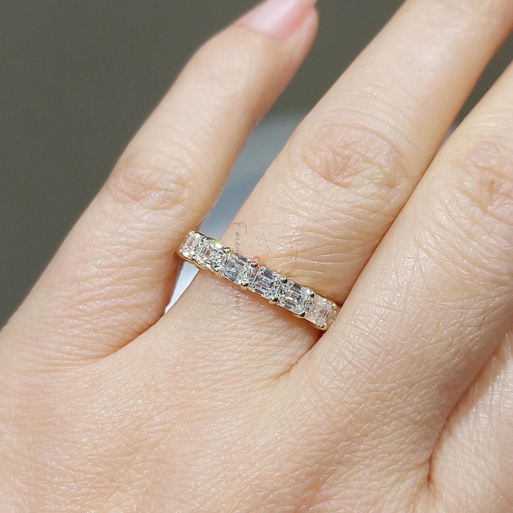 Emerald Lab Diamond Half Eternity Band