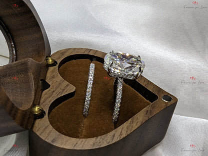 6 Ct Oval Diamond, Moissanite Hidden Halo Engagement Ring