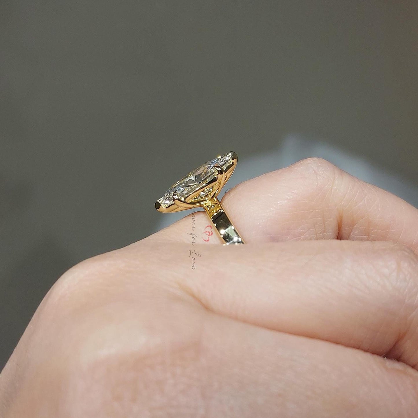4.12 Ct IGI Certified Marquise Lab Diamond Pavé Engagement Ring Marquise cut 1Ct Moissanite Brilliant Cut engagement ring in 935 Argentium Silver — custom handcrafted by Forever For Love