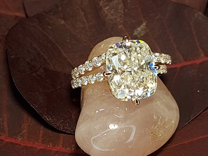 Cushion Moissanite Hidden Halo Engagement Ring