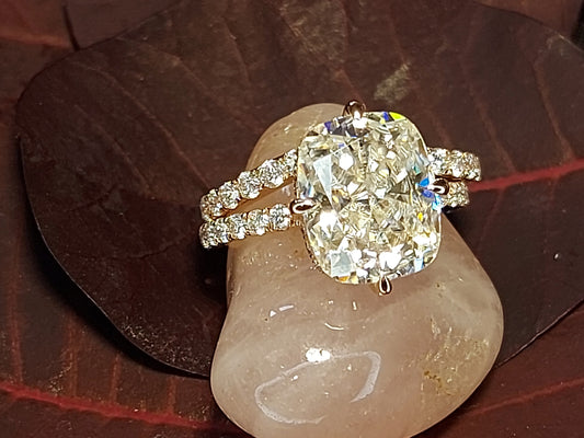Cushion Moissanite Hidden Halo Engagement Ring