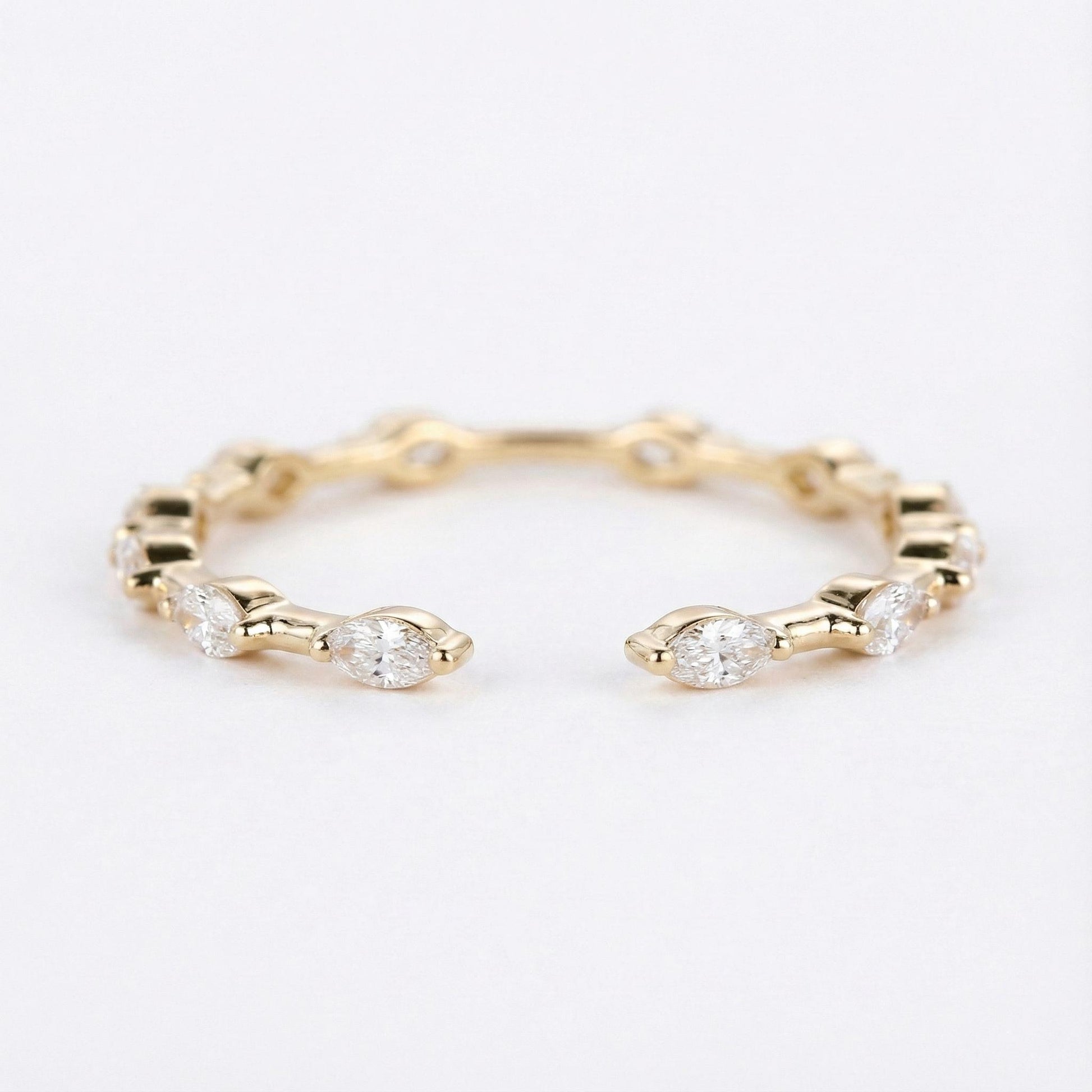 Open Gap Floating Bubble Full Eternity Band, 1.60MM Marquise Cut Lab Grown Diamond Band, Wedding Band, Stackable Band, Minimalist Band