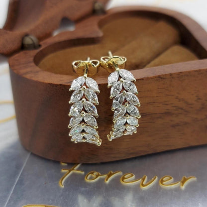 1.00 Karat Marquise Labor-Diamant Blätter Ohrringe – Geschwungene Cluster Gold Ohrringe, Alltags-Ohrringe, Labor-Diamant-Ohrringe, Perfektes Geschenk