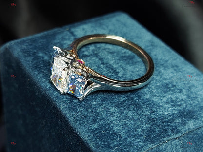 Radiant Moissanite Three Stone Engagement Ring