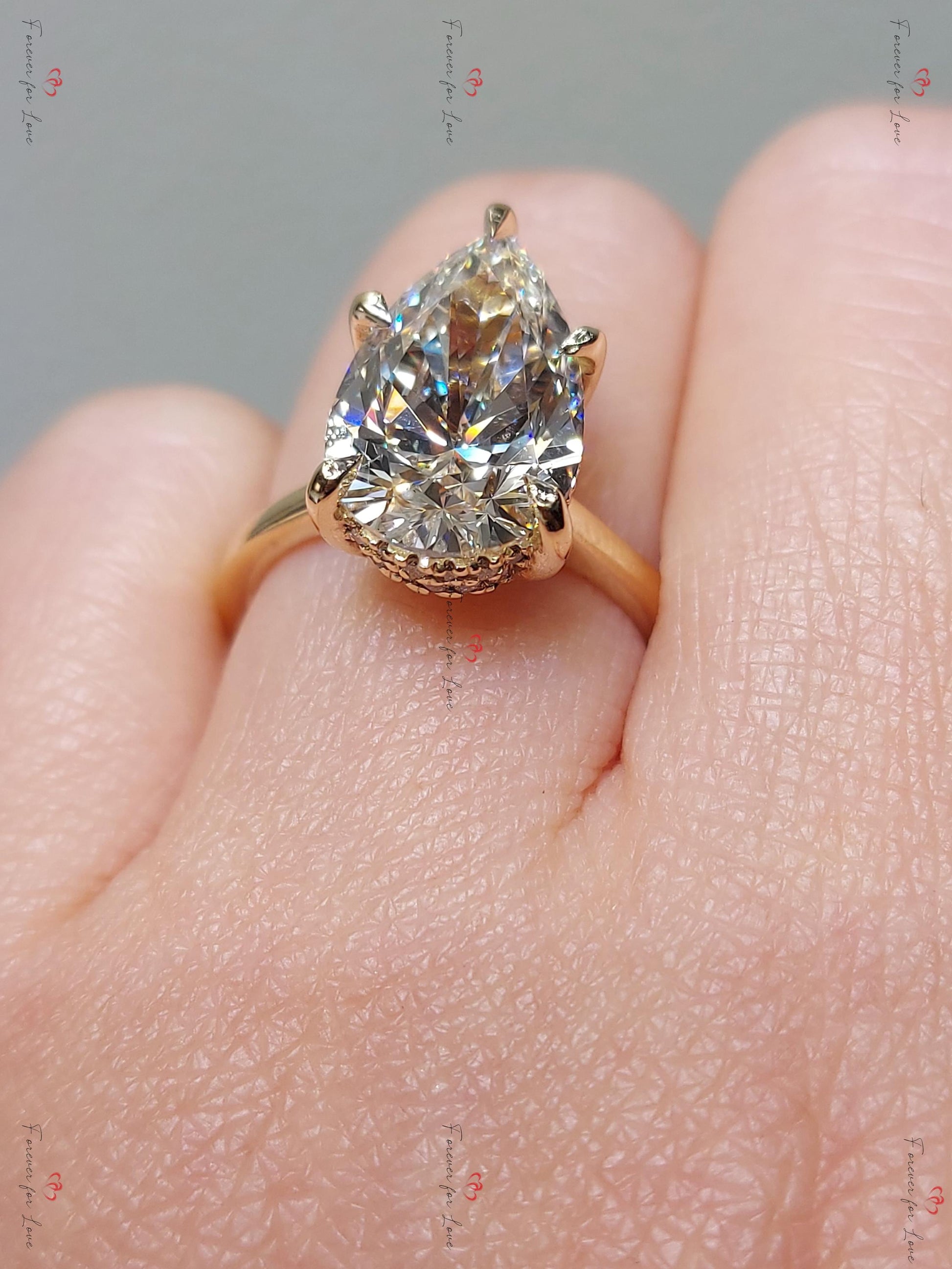 5 Ct Pear Lab Diamond Solitaire Engagement Ring