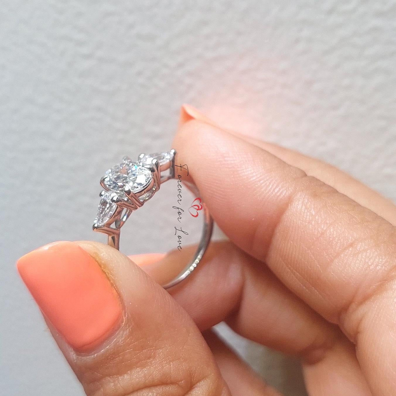 2 Ct Oval Diamond Three Stone Engagement Ring