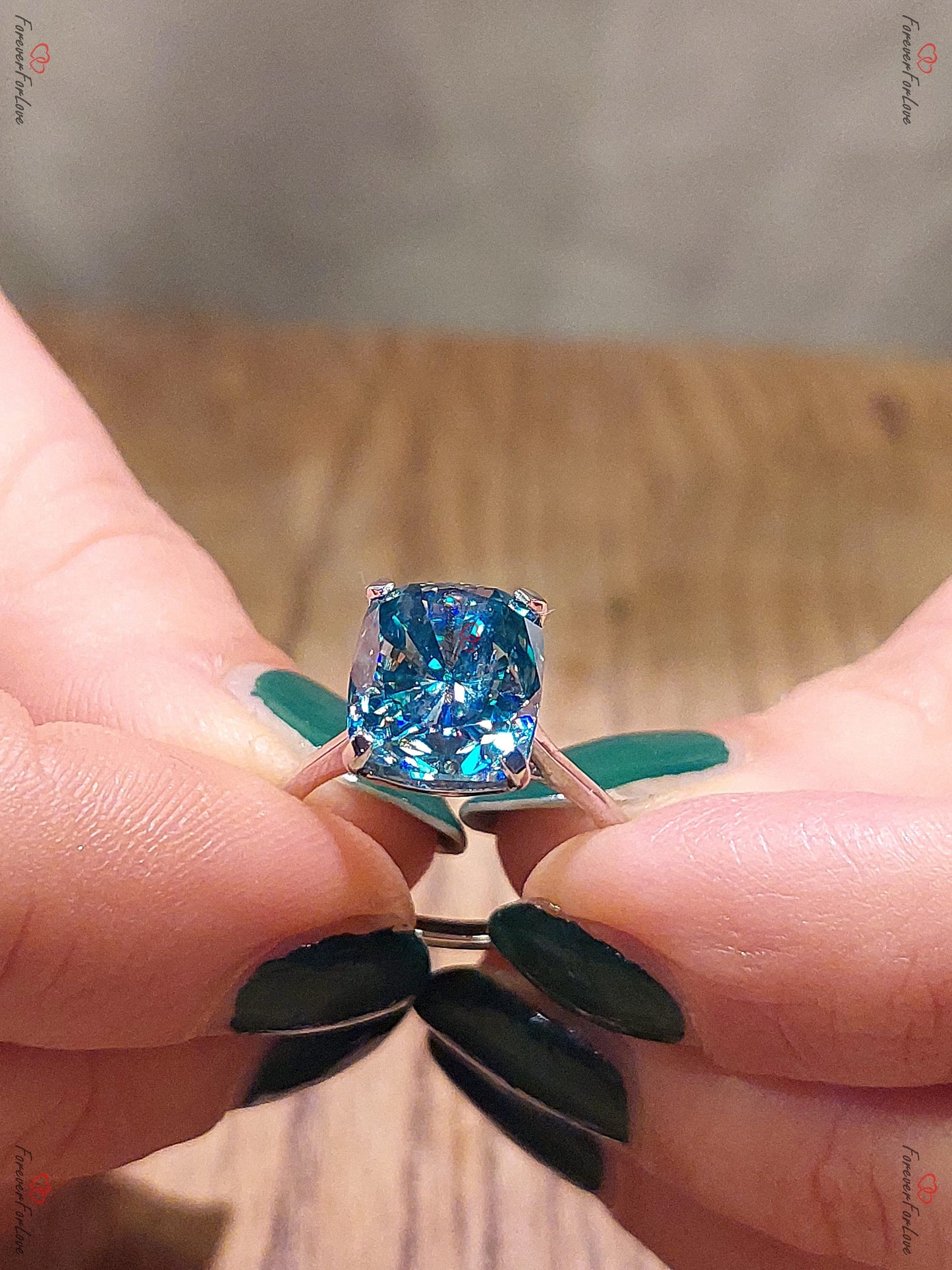 5 Ct Cushion Moissanite Solitaire Engagement Ring Cushion cut 1Ct Moissanite Brilliant Cut engagement ring in 935 Argentium Silver — custom handcrafted by Forever For Love