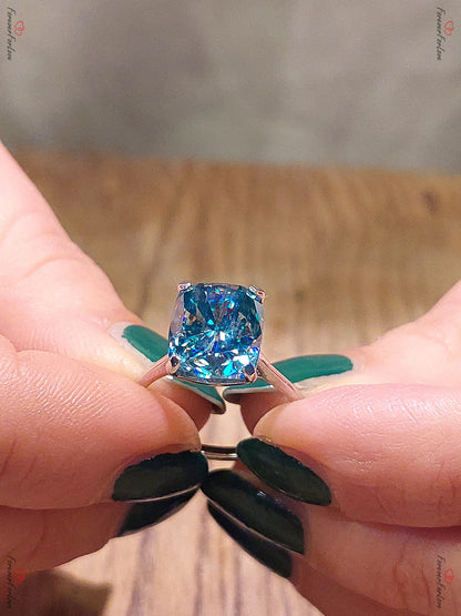 5 Ct Cushion Moissanite Solitaire Engagement Ring