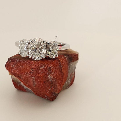 2 Ct IGI Certified Oval Diamond Three Stone Ring