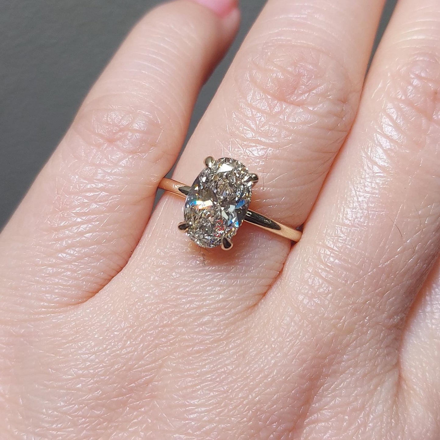 2 Ct IGI Certified Oval Lab Diamond Hidden Halo Solitaire Ring Oval cut 1Ct Moissanite Brilliant Cut engagement ring in 935 Argentium Silver — custom handcrafted by Forever For Love