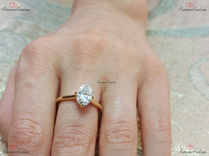 1.5 Ct Oval Diamond, Moissanite Halo Engagement Ring