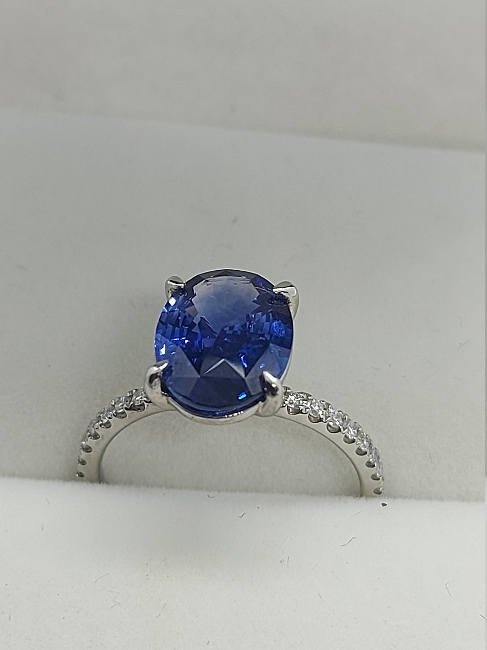 2.8 Ct Oval Blue Diamond, Sapphire Engagement Ring