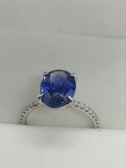 2.8 Ct Oval Blue Diamond, Sapphire Engagement Ring
