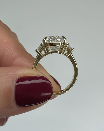 11 Ct IGI Certified Baguette Lab Diamond Three Stone Engagement Ring