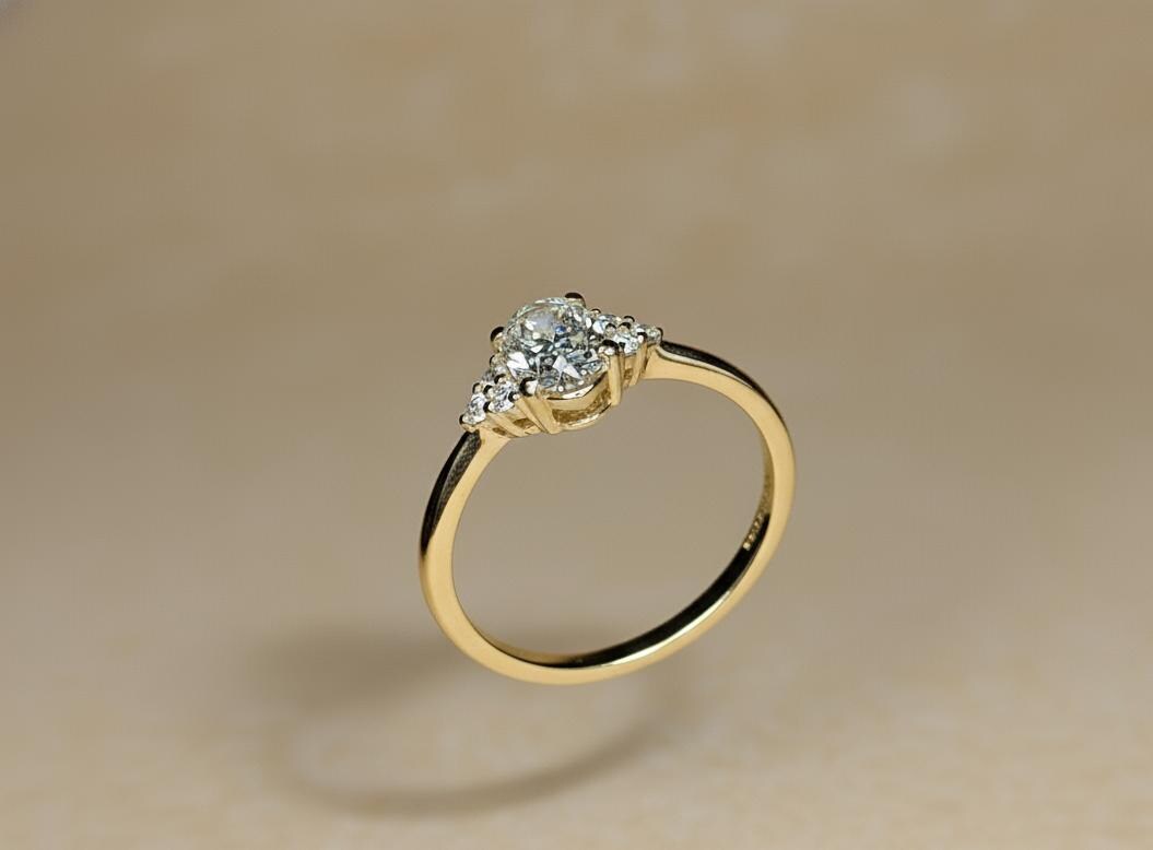 GIA Certified Oval Natural Diamond Three Stone Engagement Ring