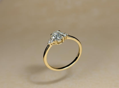 GIA Certified Oval Natural Diamond Three Stone Engagement Ring